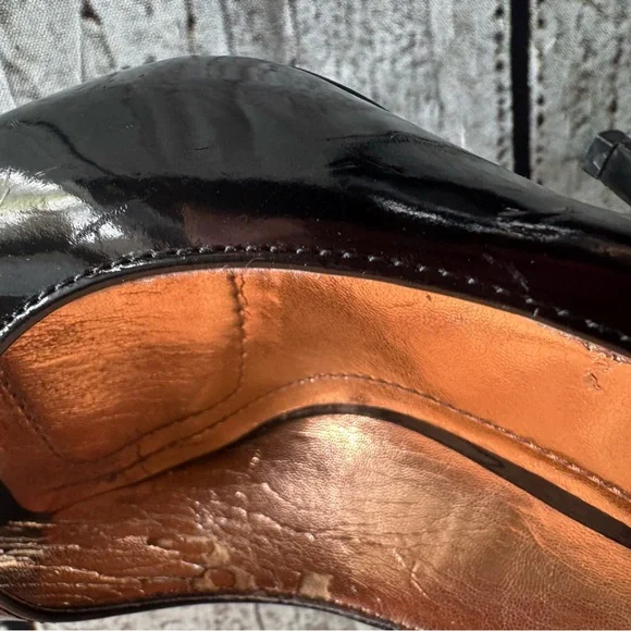 BCBG Generation Black Patent Peep Toe 4” Stiletto Heels Size 7 - Picture 11 of 12